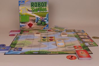 Auf dem Bild ist das Brettspiel "Robot Turtles" zu sehen 